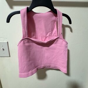 Stylish Pink Ribbed Crop Top